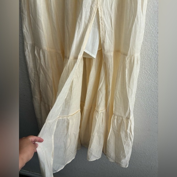 Windsor Cream Front Slit Tiered Maxi Skirt S - Picture 6 of 11